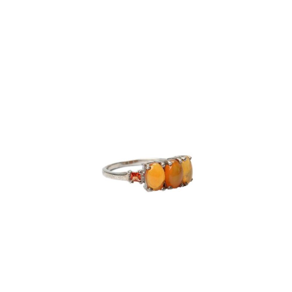 Designer Womens 925 Silver Ethiopian Opal Trinity Ring Sz 7 2.8g